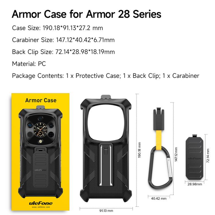For Ulefone Armor 28 Ultra / 28 Ultra Thermal Ulefone Back Clip Phone Case with Carabiner(Black)