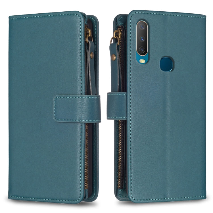 For vivo Y11 / Y15 / Y12 / Y17 9 Card Slots Zipper Wallet Leather Flip Phone Case(Green) - vivo Cases by PMC TechLife | Online Shopping South Africa | PMC TechLife | Buy Now Pay Later Mobicred
