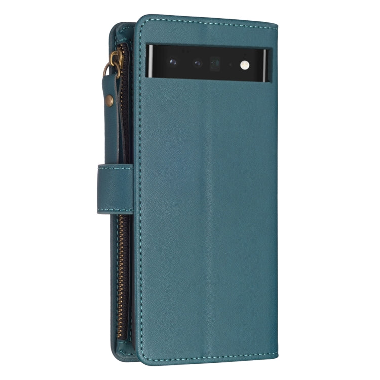 For Google Pixel 7 Pro 9 Card Slots Zipper Wallet Leather Flip Phone Case(Green) - Google Cases by PMC TechLife | Online Shopping South Africa | PMC TechLife | Buy Now Pay Later Mobicred