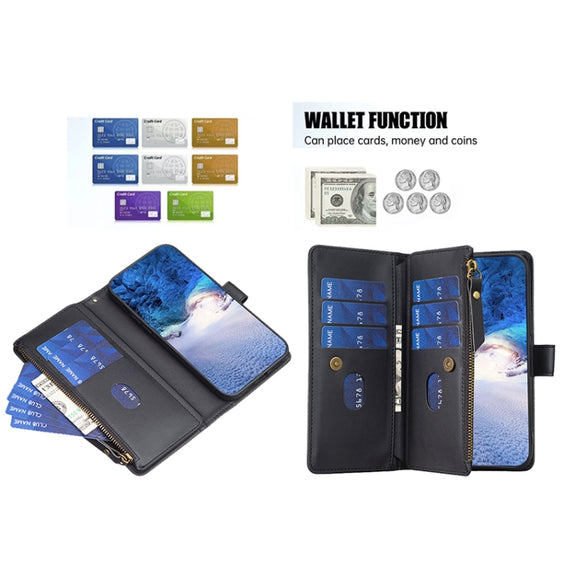 For Google Pixel 7 Pro 9 Card Slots Zipper Wallet Leather Flip Phone Case(Black)