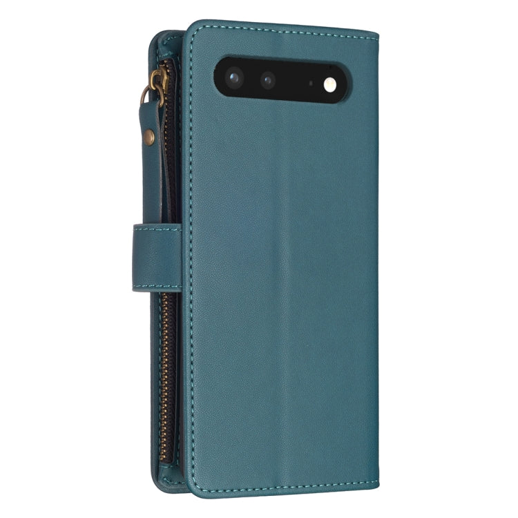 For Google Pixel 7 9 Card Slots Zipper Wallet Leather Flip Phone Case(Green) - Google Cases by PMC TechLife | Online Shopping South Africa | PMC TechLife | Buy Now Pay Later Mobicred