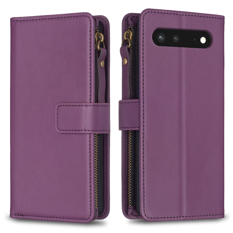 For Google Pixel 7 9 Card Slots Zipper Wallet Leather Flip Phone Case(Dark Purple) - Google Cases by PMC TechLife | Online Shopping South Africa | PMC TechLife | Buy Now Pay Later Mobicred