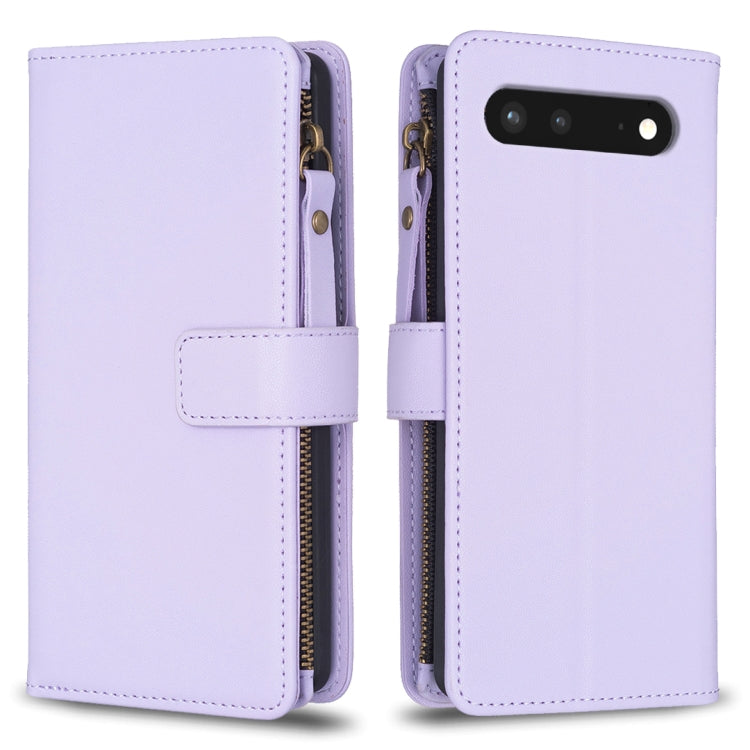 For Google Pixel 7 9 Card Slots Zipper Wallet Leather Flip Phone Case(Light Purple) - Google Cases by PMC TechLife | Online Shopping South Africa | PMC TechLife | Buy Now Pay Later Mobicred
