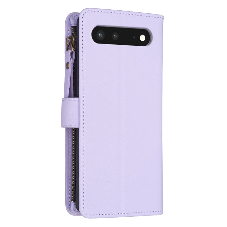 For Google Pixel 7 9 Card Slots Zipper Wallet Leather Flip Phone Case(Light Purple)