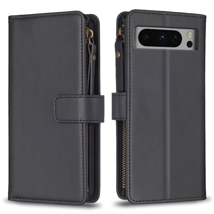 For Google Pixel 8 Pro 9 Card Slots Zipper Wallet Leather Flip Phone Case(Black) - Google Cases by PMC TechLife | Online Shopping South Africa | PMC TechLife | Buy Now Pay Later Mobicred