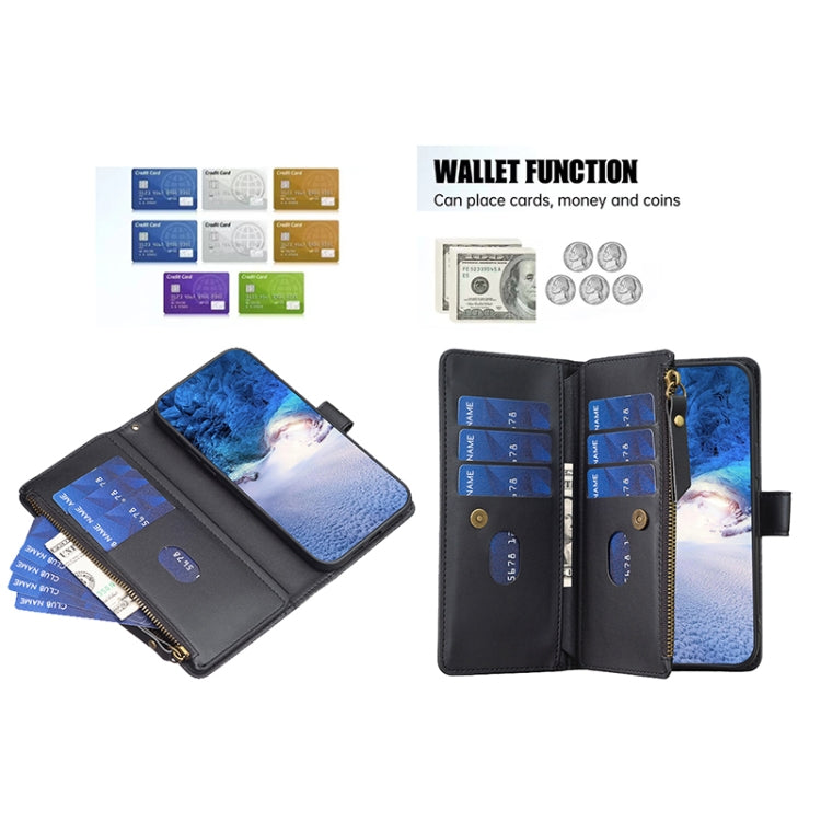 For Google Pixel 8 Pro 9 Card Slots Zipper Wallet Leather Flip Phone Case(Black)