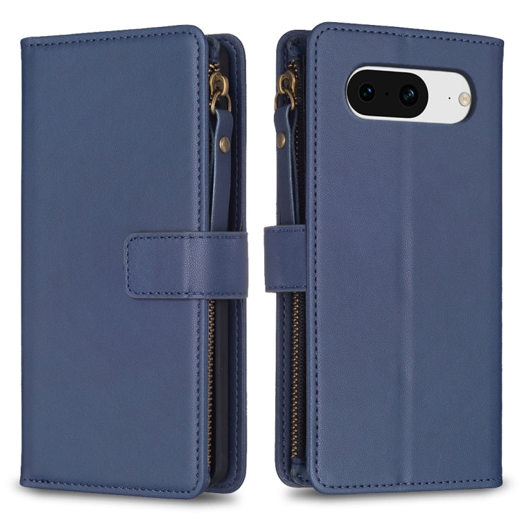 For Google Pixel 8 9 Card Slots Zipper Wallet Leather Flip Phone Case(Blue) - Google Cases by PMC TechLife | Online Shopping South Africa | PMC TechLife | Buy Now Pay Later Mobicred