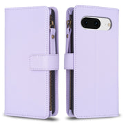 For Google Pixel 8 9 Card Slots Zipper Wallet Leather Flip Phone Case(Light Purple)