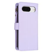 For Google Pixel 8 9 Card Slots Zipper Wallet Leather Flip Phone Case(Light Purple)