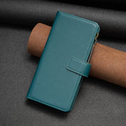 For iPhone 16 Pro Max 9 Card Slots Zipper Wallet Leather Flip Phone Case(Green)