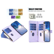 For iPhone 16 Pro 9 Card Slots Zipper Wallet Leather Flip Phone Case(Light Purple)