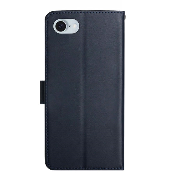 For iPhone 16e Genuine Leather Fingerprint-proof Flip Phone Case(Blue)