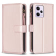 For Xiaomi Redmi Note 12 Pro 9 Card Slots Zipper Wallet Leather Flip Phone Case(Rose Gold) - Xiaomi Cases by PMC TechLife | Online Shopping South Africa | PMC TechLife | Buy Now Pay Later Mobicred