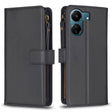 For Xiaomi Redmi 13C 9 Card Slots Zipper Wallet Leather Flip Phone Case(Black) - Xiaomi Cases by PMC TechLife | Online Shopping South Africa | PMC TechLife | Buy Now Pay Later Mobicred