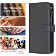 For Xiaomi Redmi 13C 9 Card Slots Zipper Wallet Leather Flip Phone Case(Black)