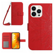 For iPhone 16 Pro Max Skin Feel Sun Flower Embossed Flip Leather Phone Case with Lanyard(Red) - iPhone 16 Pro Max Cases by PMC TechLife | Online Shopping South Africa | PMC TechLife | Buy Now Pay Later Mobicred