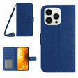 For iPhone 16 Pro Skin Feel Sun Flower Embossed Flip Leather Phone Case with Lanyard(Dark Blue) - iPhone 16 Pro Cases by PMC TechLife | Online Shopping South Africa | PMC TechLife | Buy Now Pay Later Mobicred