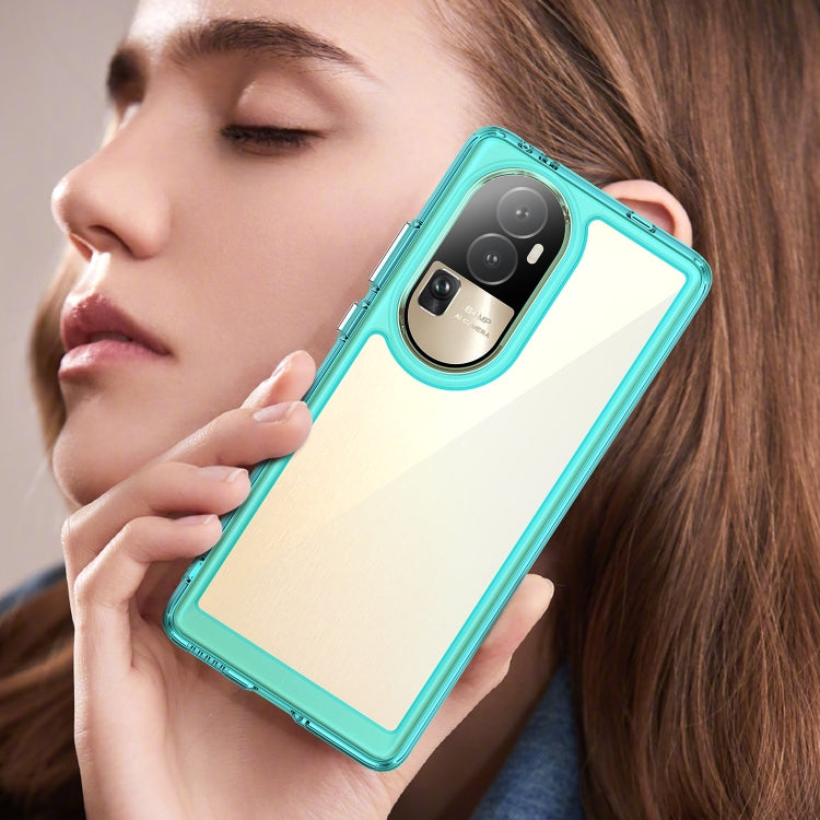 For OPPO Reno10 Pro+ Colorful Series Acrylic Hybrid TPU Phone Case(Transparent Blue) - OPPO Cases by PMC TechLife | Online Shopping South Africa | PMC TechLife