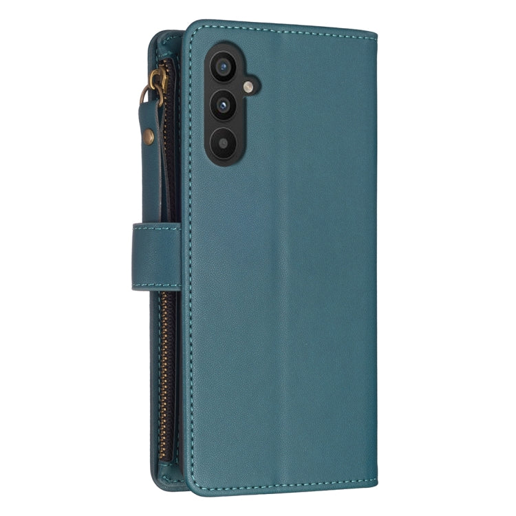 For Samsung Galaxy A25 5G 9 Card Slots Zipper Wallet Leather Flip Phone Case(Green)