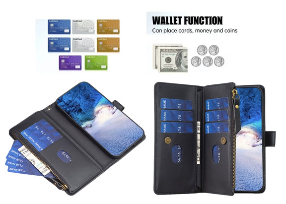 For Samsung Galaxy S24 Ultra 5G 9 Card Slots Zipper Wallet Leather Flip Phone Case(Black)