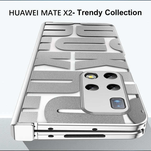 For Huawei Mate X2 Integrated Electroplating Folding Phone Case with Hinge(Blue)