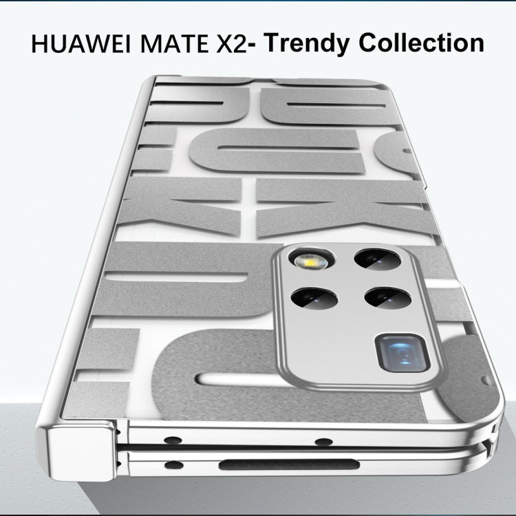 For Huawei Mate X2 Integrated Electroplating Folding Phone Case with Hinge(Blue)