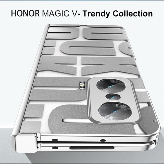 For Honor Magic V Integrated Electroplating Folding Phone Case with Hinge(Black)