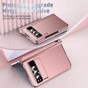 For Google Pixel Fold Integrated Electroplating Pen Slot Folding Phone Case with Stylus(Pink)