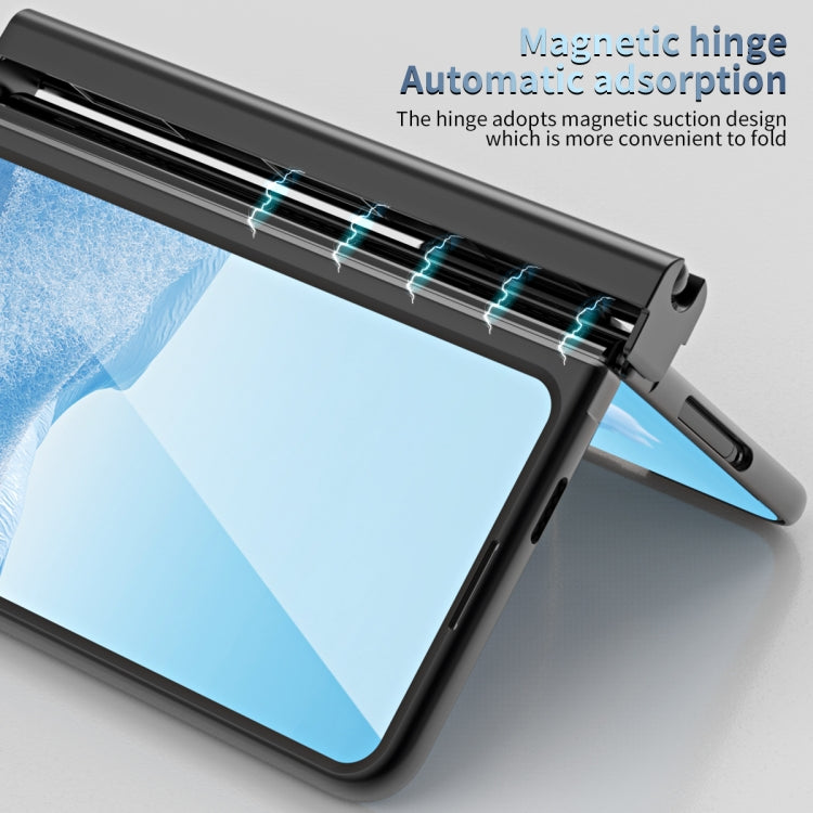 For Google Pixel Fold Integrated Electroplating Pen Slot Folding Phone Case with Stylus(Black)