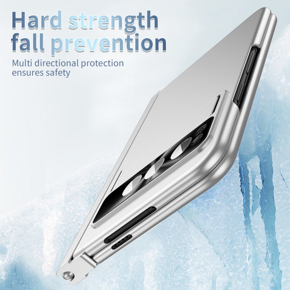 For Google Pixel Fold Integrated Electroplating Pen Slot Folding Phone Case with Stylus(Silver)