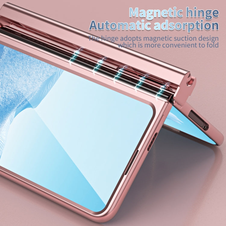 For Google Pixel Fold Integrated Electroplating PC All-inclusive Phone Case with Hinge(Pink)