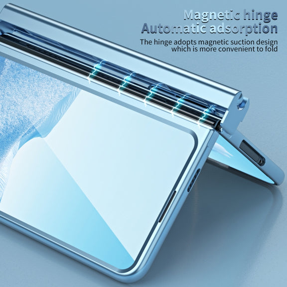 For Google Pixel Fold Integrated Electroplating PC All-inclusive Phone Case with Hinge(Blue)