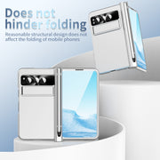 For Google Pixel Fold Integrated Electroplating PC All-inclusive Phone Case with Hinge(Silver)