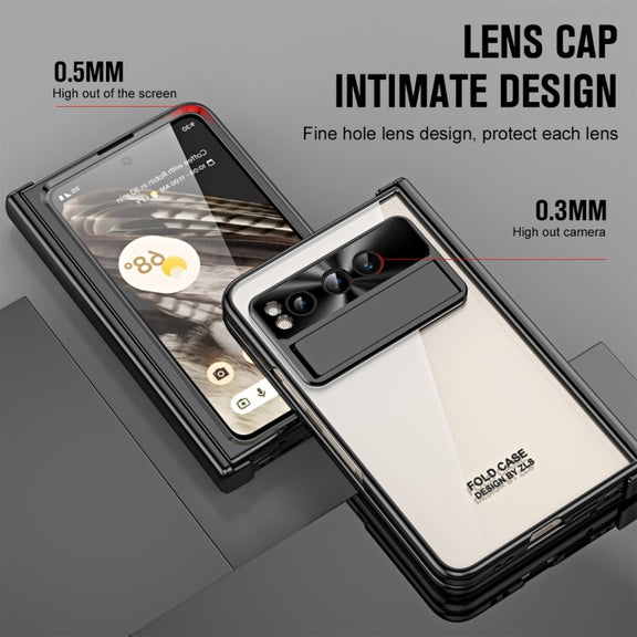 For Google Pixel Fold Integrated Electroplating Folding Phone Case with Hinge(Black)