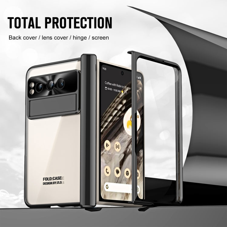 For Google Pixel Fold Integrated Electroplating Folding Phone Case with Hinge(Black)