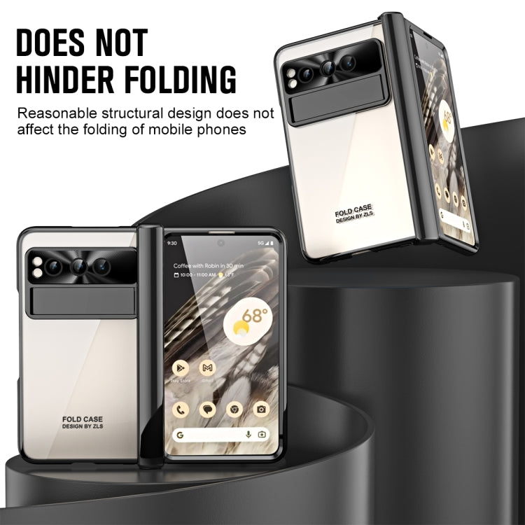 For Google Pixel Fold Integrated Electroplating Folding Phone Case with Pen Slot(Black) - Google Cases by PMC TechLife | Online Shopping South Africa | PMC TechLife | Buy Now Pay Later Mobicred