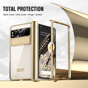 For Google Pixel Fold Integrated Electroplating Folding Phone Case with Pen Slot(Tyrant Gold)