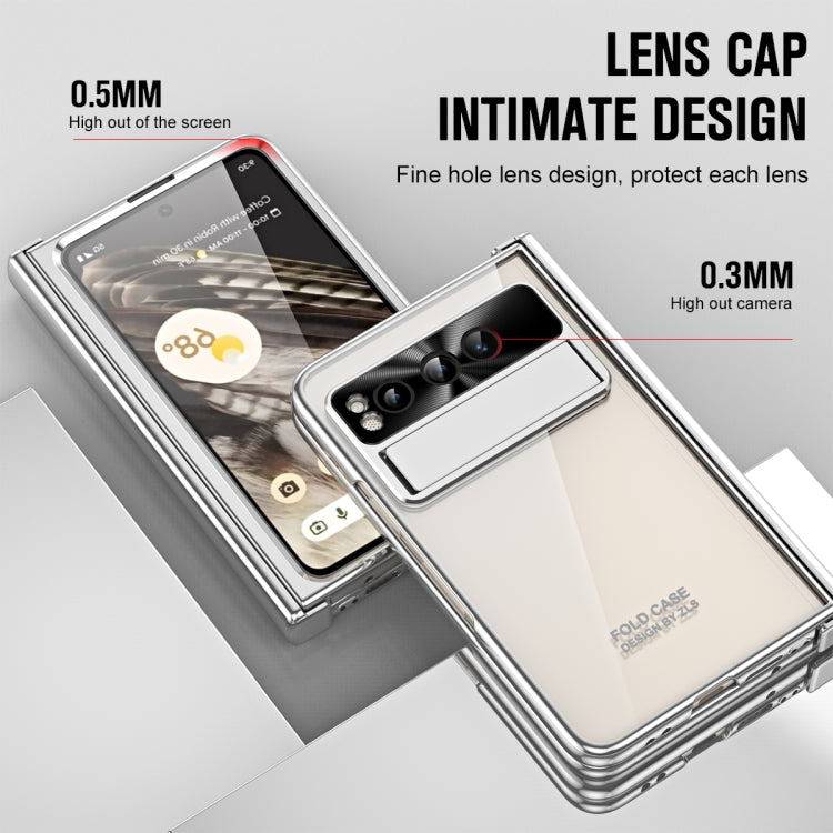 For Google Pixel Fold Integrated Electroplating Folding Phone Case with Pen Slot(Silver) - Google Cases by PMC TechLife | Online Shopping South Africa | PMC TechLife | Buy Now Pay Later Mobicred