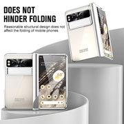 For Google Pixel Fold Integrated Electroplating Folding Phone Case with Pen Slot(Silver)