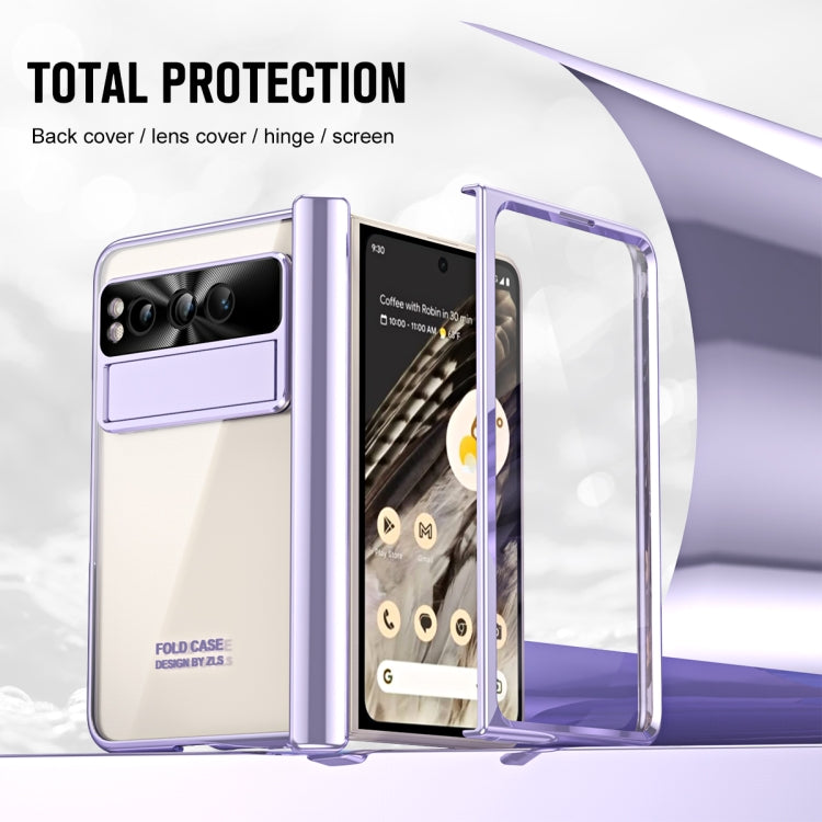 For Google Pixel Fold Integrated Electroplating Folding Phone Case with Pen Slot(Purple) - Google Cases by PMC TechLife | Online Shopping South Africa | PMC TechLife | Buy Now Pay Later Mobicred