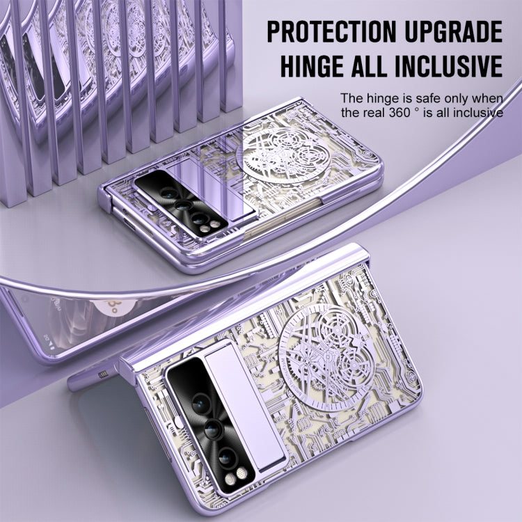 For Google Pixel Fold Mechanical Legend Integrated Electroplating All-inclusive Phone Case with Pen Slot(Purple) - Google Cases by PMC TechLife | Online Shopping South Africa | PMC TechLife | Buy Now Pay Later Mobicred