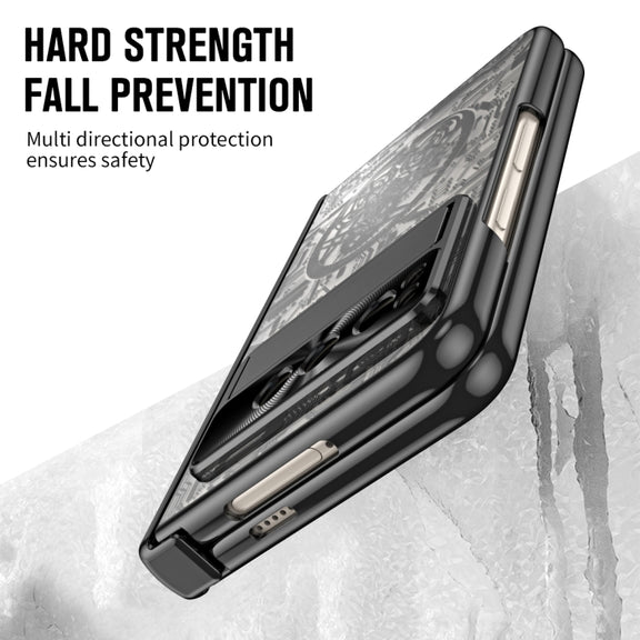 For Google Pixel Fold Mechanical Legend Integrated Electroplating All-inclusive Phone Case with Pen Slot(Black)