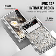 For Google Pixel Fold Mechanical Legend Integrated Electroplating All-inclusive Phone Case with Pen Slot(Silver)