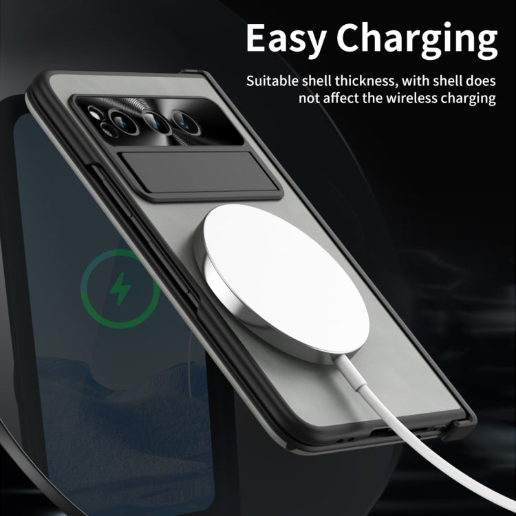 For Google Pixel Fold Integrated Napa Texture All-inclusive Phone Case with Hinge(White) - Google Cases by PMC TechLife | Online Shopping South Africa | PMC TechLife | Buy Now Pay Later Mobicred