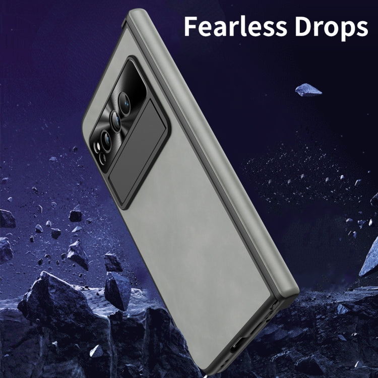 For Google Pixel Fold Integrated Napa Texture All-inclusive Phone Case with Hinge(White) - Google Cases by PMC TechLife | Online Shopping South Africa | PMC TechLife | Buy Now Pay Later Mobicred