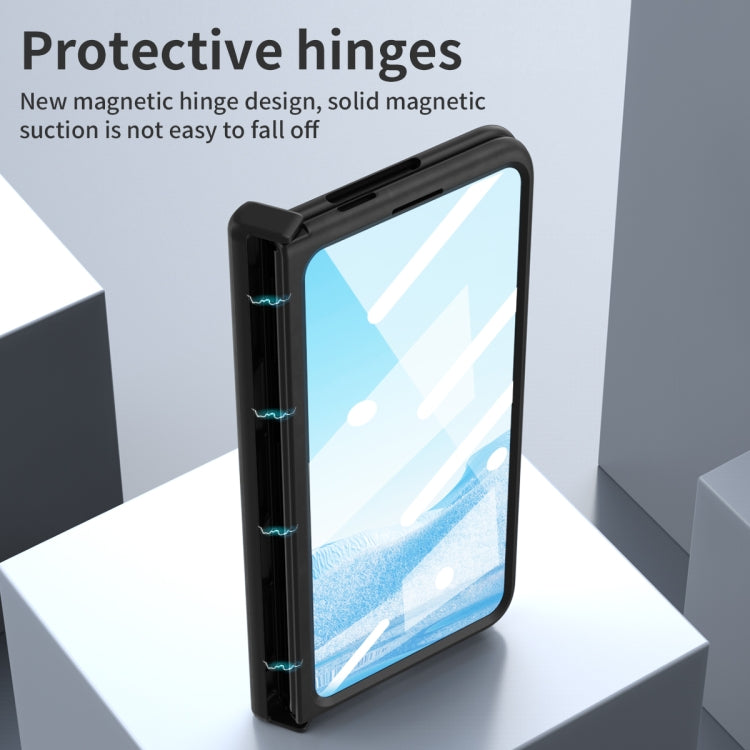 For Google Pixel Fold Integrated Napa Texture All-inclusive Phone Case with Hinge(Black)