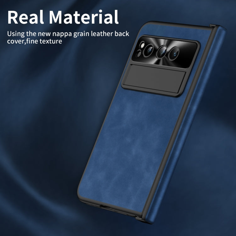 For Google Pixel Fold Integrated Napa Texture All-inclusive Phone Case with Hinge(Blue) - Google Cases by PMC TechLife | Online Shopping South Africa | PMC TechLife | Buy Now Pay Later Mobicred