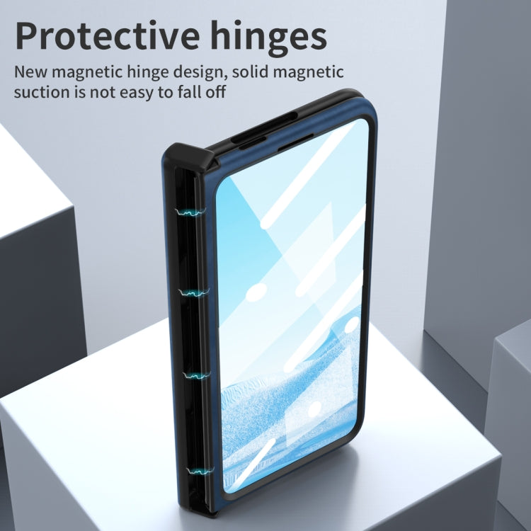 For Google Pixel Fold Integrated Napa Texture All-inclusive Phone Case with Hinge(Blue) - Google Cases by PMC TechLife | Online Shopping South Africa | PMC TechLife | Buy Now Pay Later Mobicred
