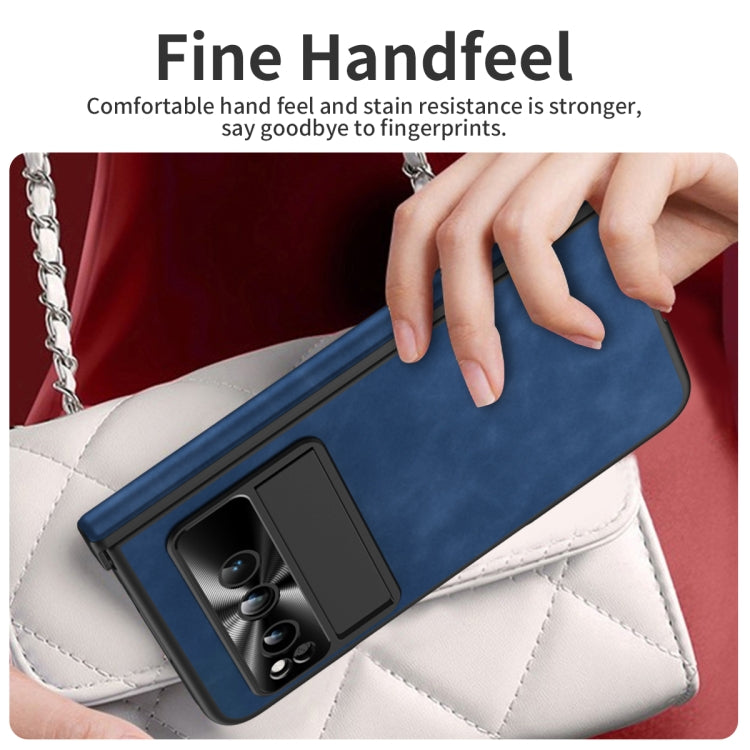For Google Pixel Fold Integrated Napa Texture All-inclusive Phone Case with Hinge(Blue) - Google Cases by PMC TechLife | Online Shopping South Africa | PMC TechLife | Buy Now Pay Later Mobicred