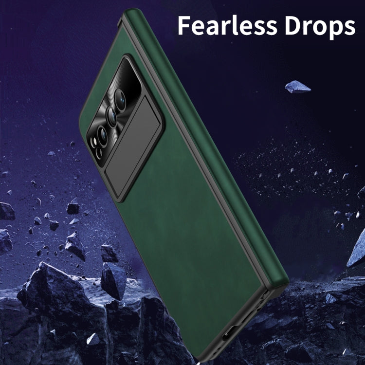 For Google Pixel Fold Integrated Napa Texture All-inclusive Phone Case with Hinge(Green)